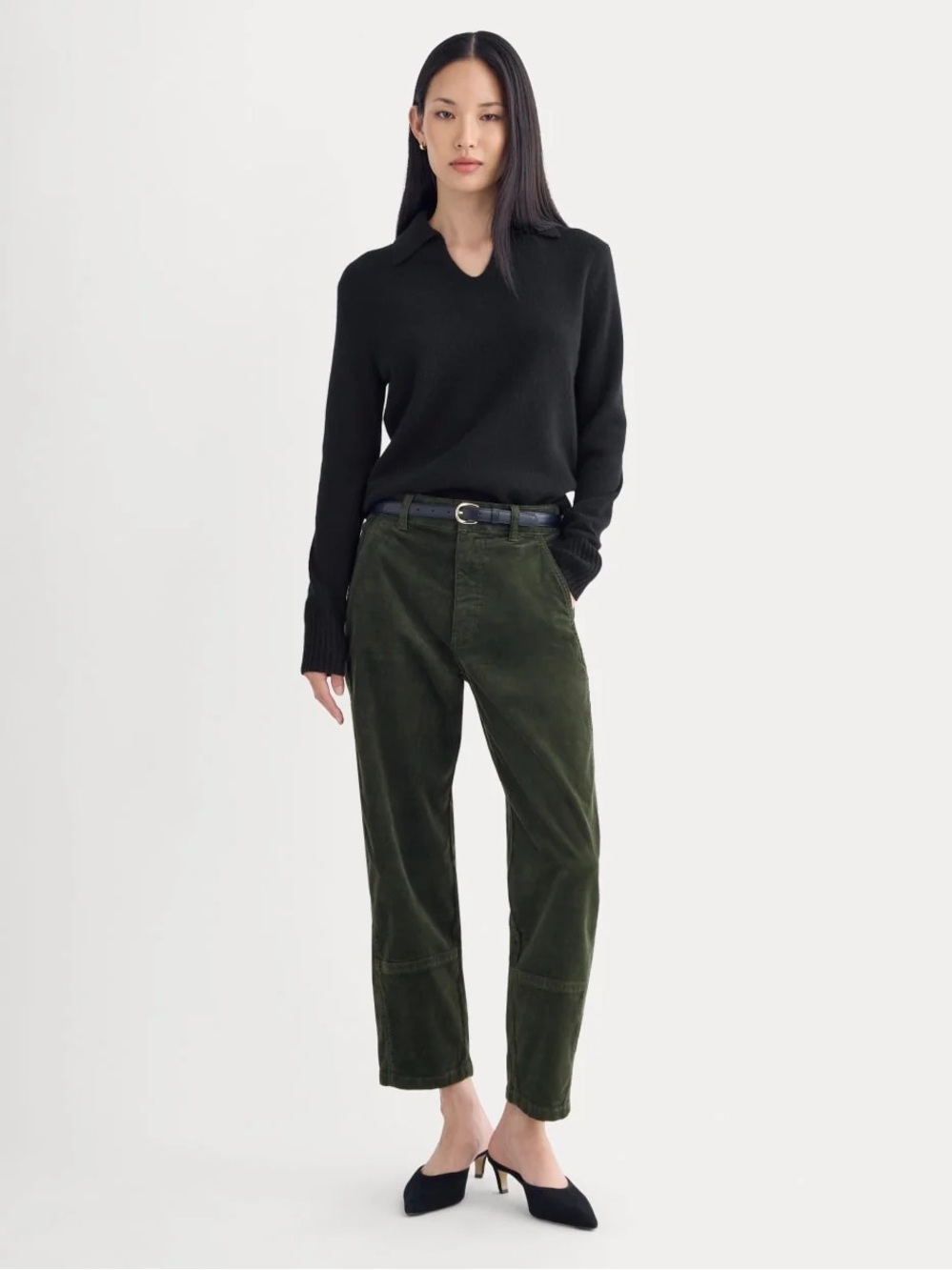 Everlane The Utility Barrel Corduroy Pants Dark Forest Size 2 NWOT
